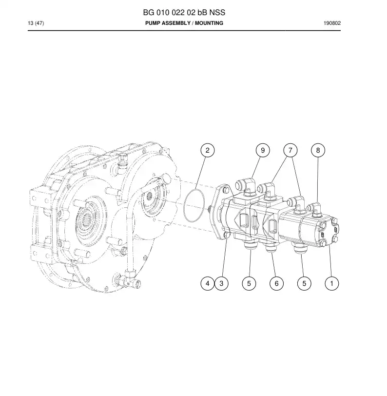 BG01002202b BG 010 022 02b Pump Assembly - Sandvik Technical Drawing