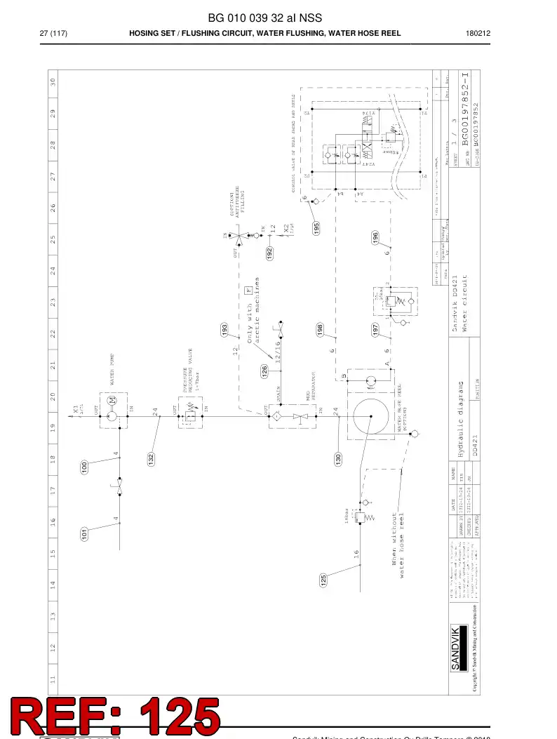 BG01003939a BG 010 039 39a Hose Assembly, Hydraulic - Sandvik Technical Drawing