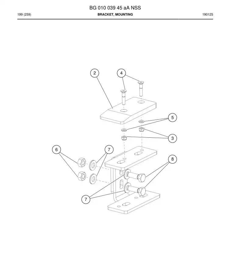 BG01003945a BG 010 039 45a Bracket, Mounting - Sandvik Technical Drawing
