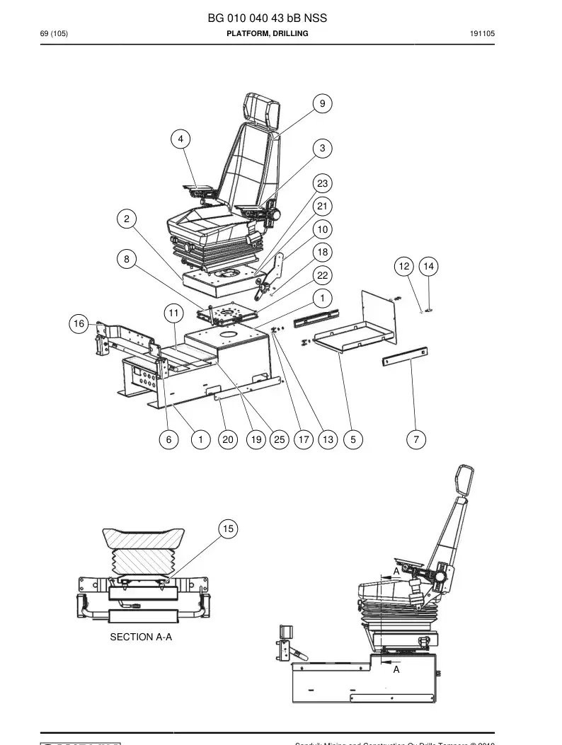 BG01004043b BG 010 040 43b Platform, Drilling - Sandvik Technical Drawing