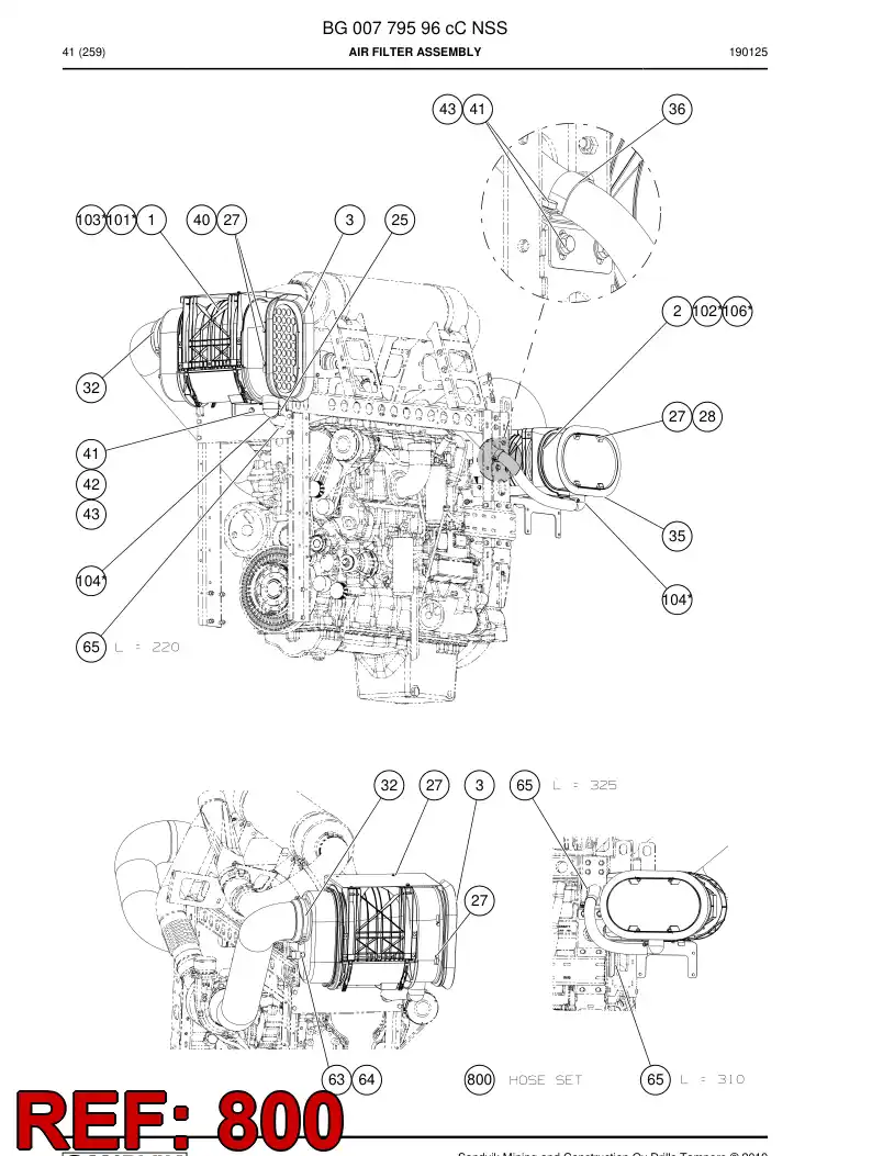 BG01004255a BG 010 042 55a Hose, Coolant - Sandvik Technical Drawing