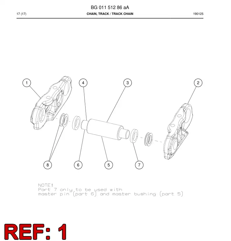 BG01004436a BG 010 044 36a Track Link Extension - Sandvik Technical Drawing