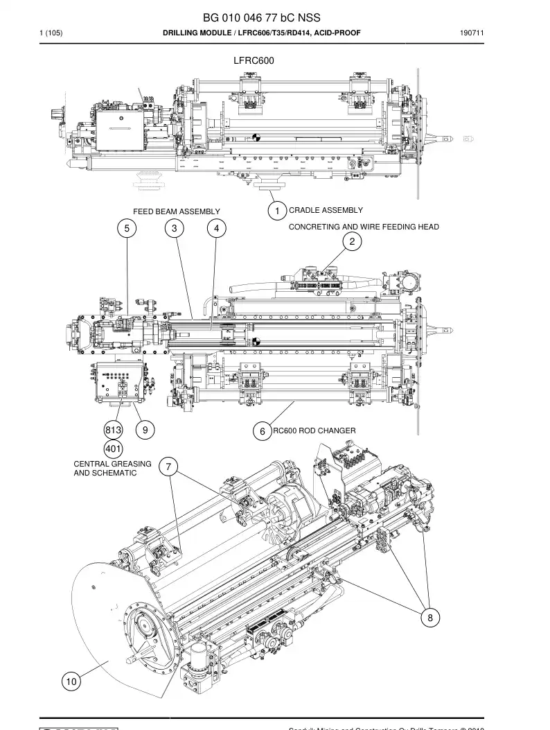 BG01004677b BG 010 046 77b Drilling Module - Sandvik Technical Drawing