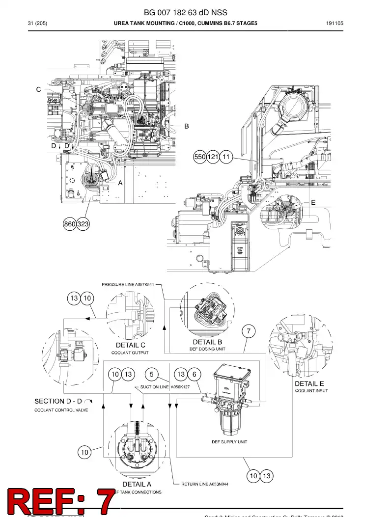 BG01004968a BG 010 049 68a Hose, urea - Sandvik Technical Drawing