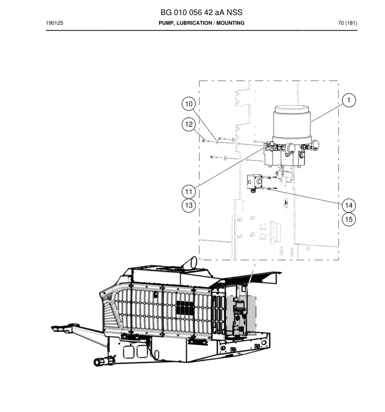 BG01005642a BG 010 056 42a Pump, Lubrication - Sandvik Technical Drawing