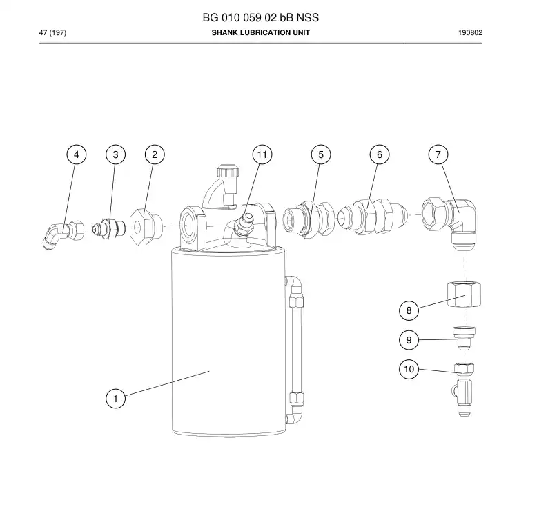 BG01005902b BG 010 059 02b Shank Lubrication Unit - Sandvik Technical Drawing