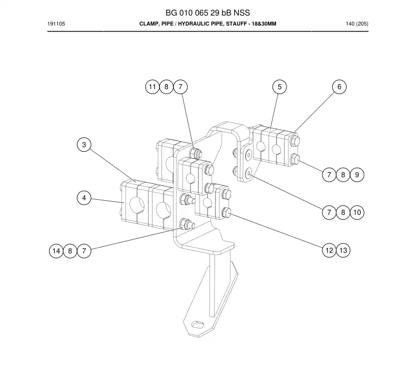 BG01006529b BG 010 065 29b Clamp, Pipe - Sandvik Technical Drawing