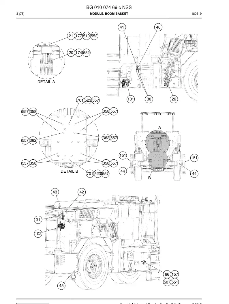 BG01007469c BG 010 074 69c Module, Boom Basket - Sandvik Technical Drawing