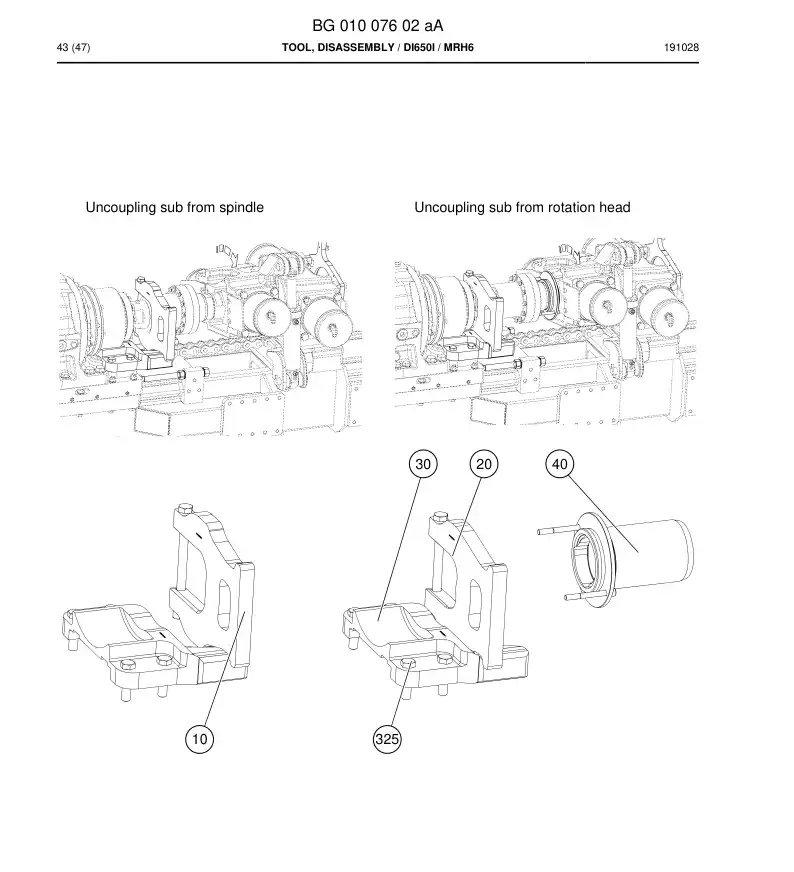 BG01007602a BG 010 076 02a Tool, Disassembly - Sandvik Technical Drawing