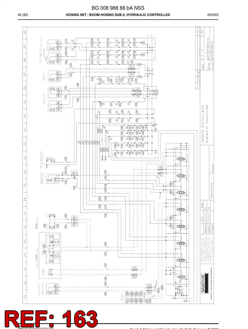 BG01007613a BG 010 076 13a Hose Assembly, Hydraulic - Sandvik Technical Drawing