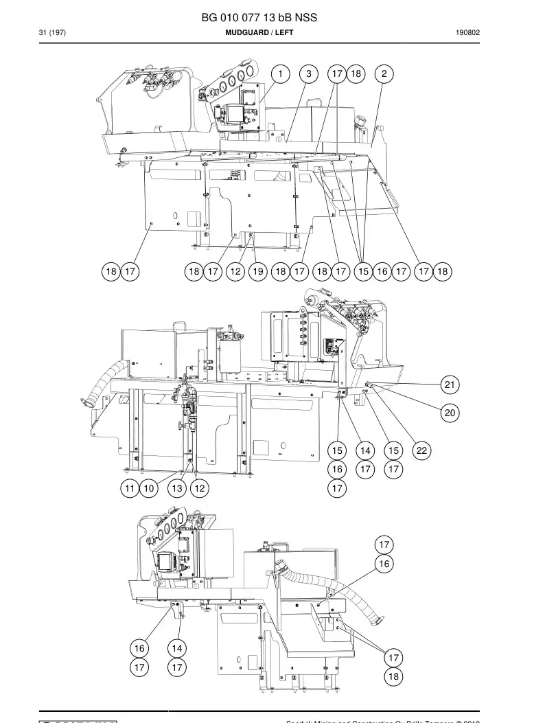 BG01007713b BG 010 077 13b Mudguard - Sandvik Technical Drawing