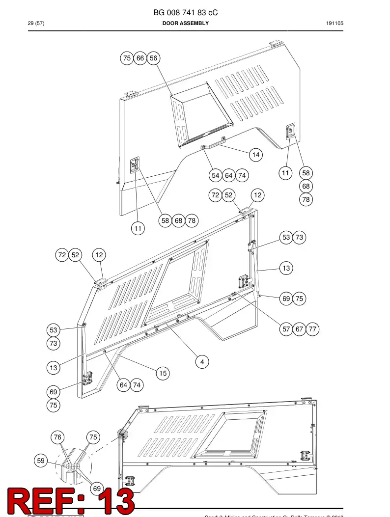 BG01007852c BG 010 078 52c Spring, Gas - Sandvik Technical Drawing