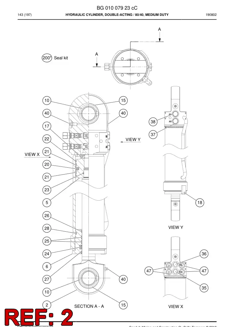 BG01007945a BG 010 079 45a PISTON Rod Welding - Sandvik Technical Drawing
