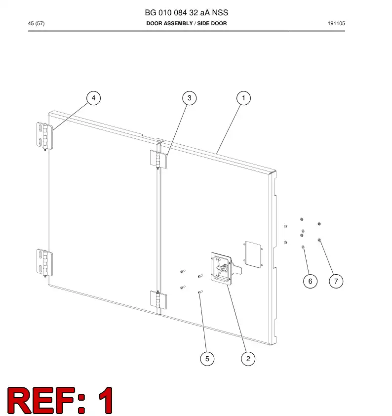 BG01008436a BG 010 084 36a Door - Sandvik Technical Drawing