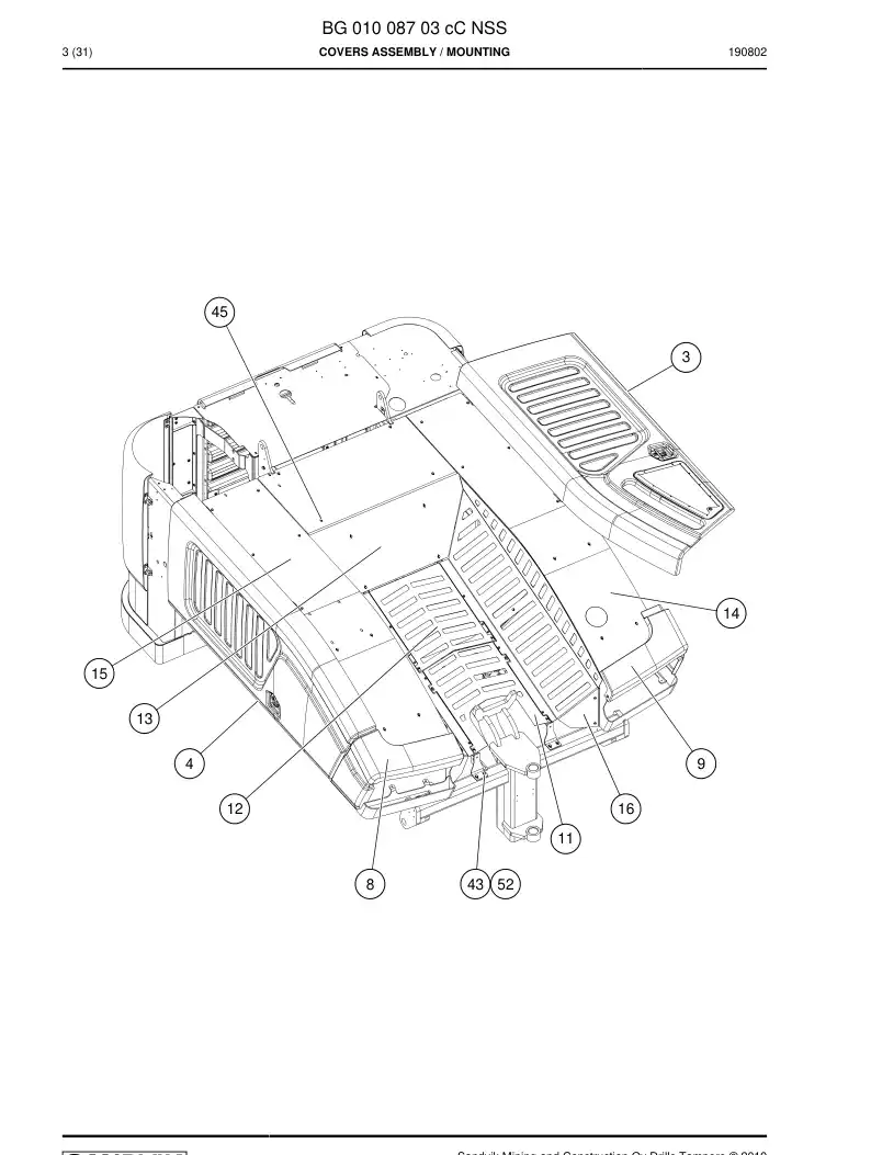 BG01008703c BG 010 087 03c Covers Assembly - Sandvik Technical Drawing