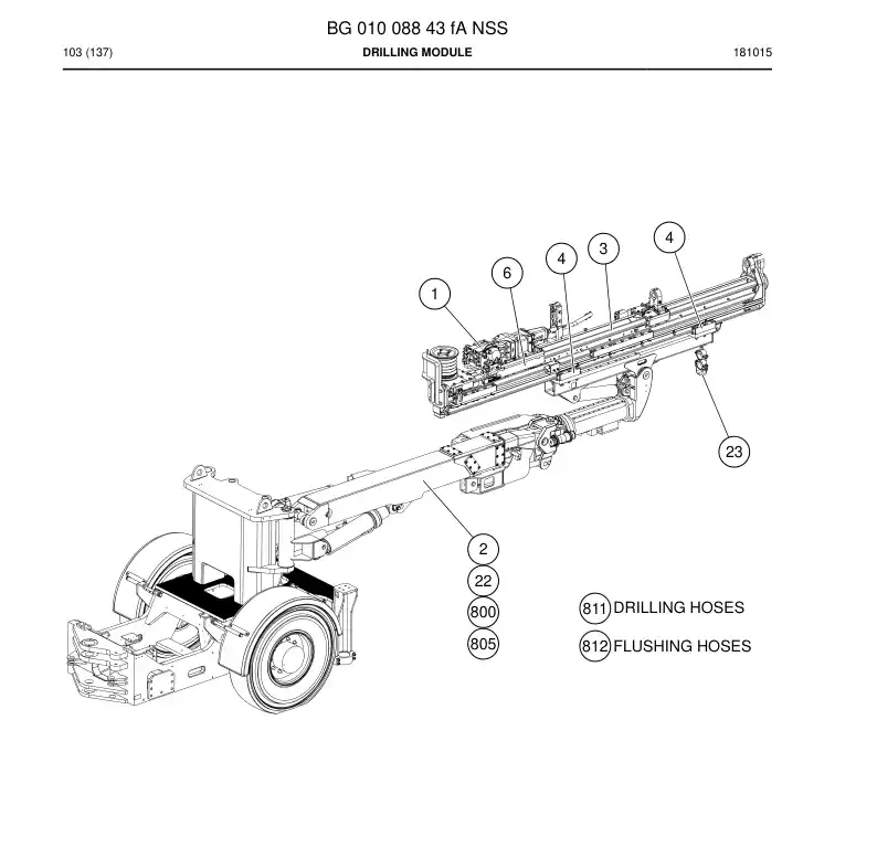 BG01008843f BG 010 088 43f Drilling Module - Sandvik Technical Drawing
