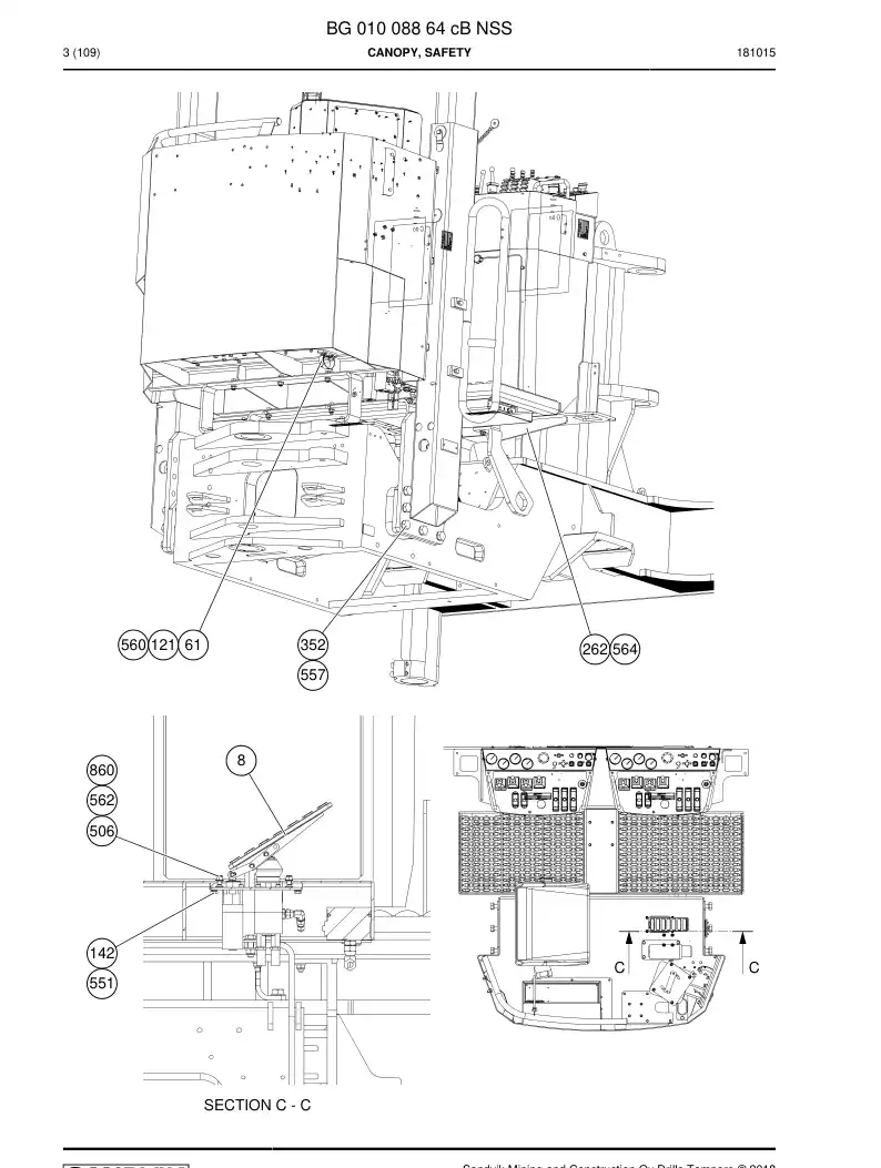 BG01008864c BG 010 088 64c Canopy, Safety - Sandvik Technical Drawing