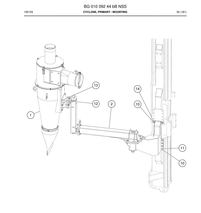 BG01009244b BG 010 092 44b Cyclone, Primary - Sandvik Technical Drawing