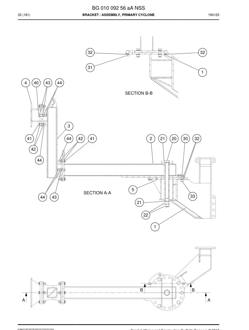 BG01009256a BG 010 092 56a Bracket - Sandvik Technical Drawing