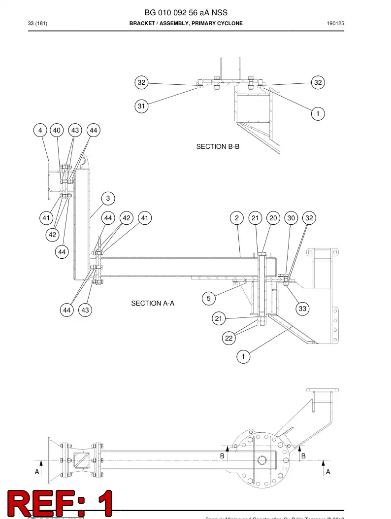 BG01009271a BG 010 092 71a Bracket - Sandvik Technical Drawing