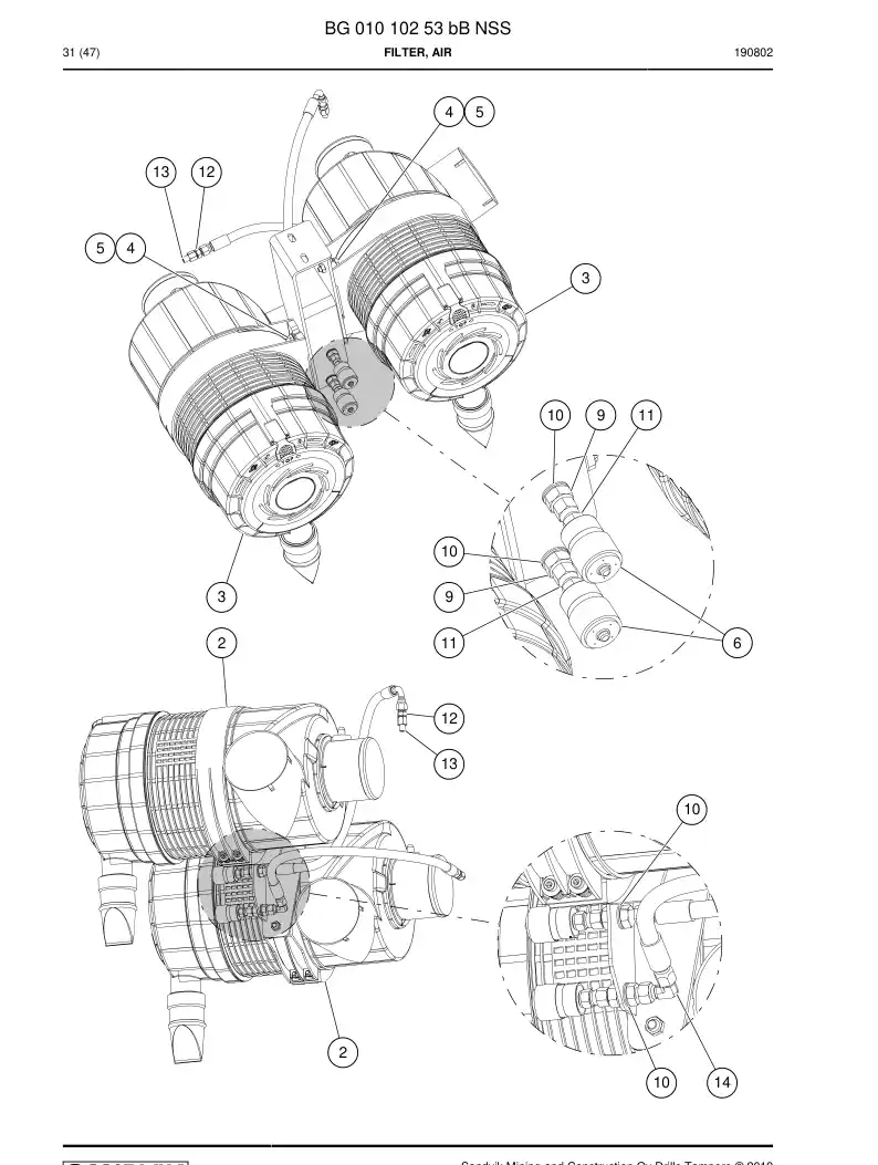 BG01010253b BG 010 102 53b Filter, Air - Sandvik Technical Drawing