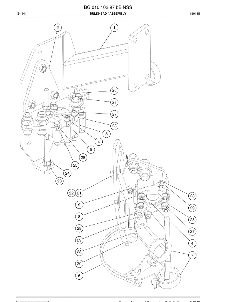 BG01010297b BG 010 102 97b Bulkhead - Sandvik Technical Drawing