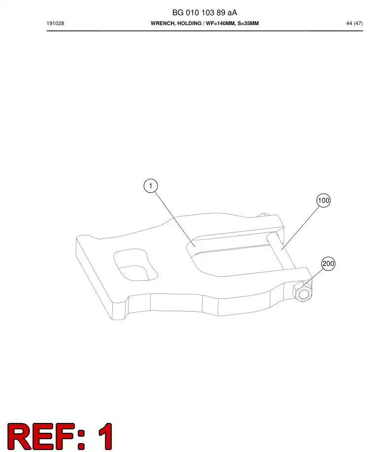 BG01010394a BG 010 103 94a Wrench, Holding - Sandvik Technical Drawing