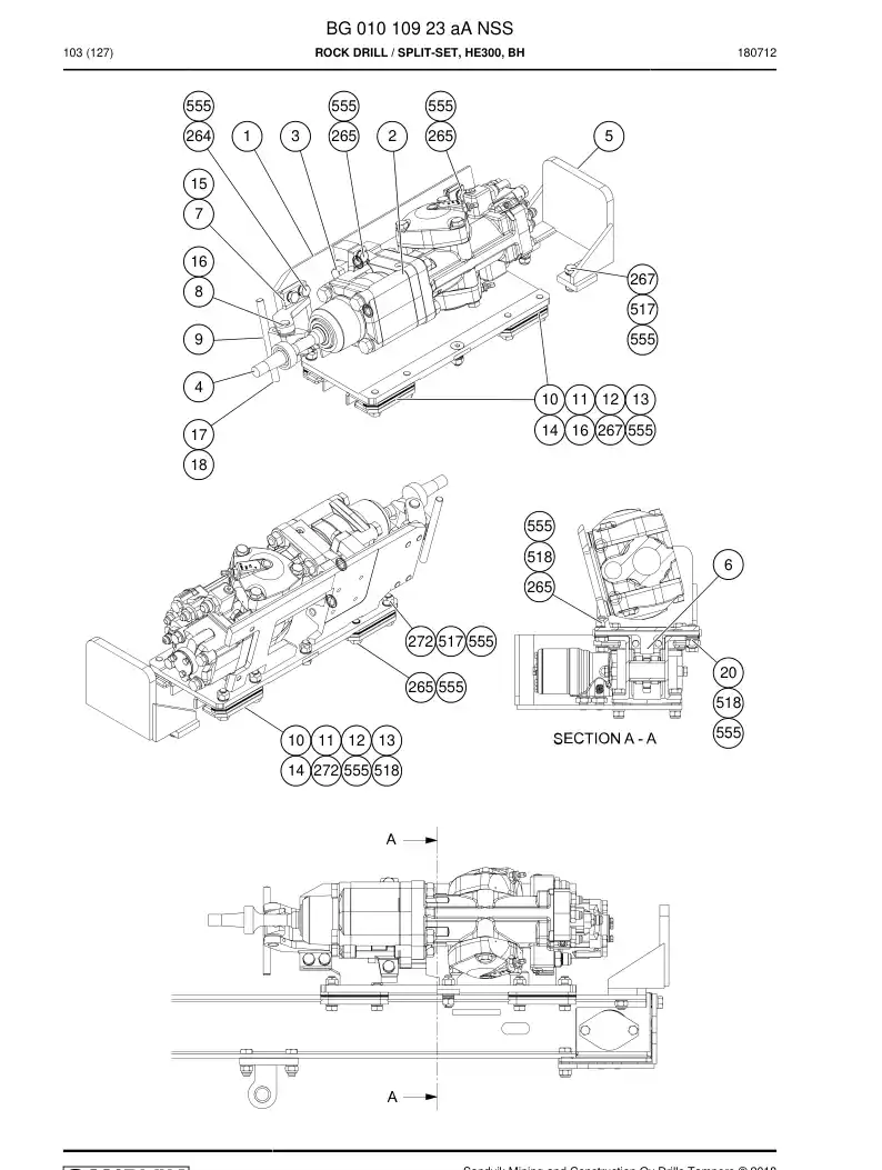 BG01010923a BG 010 109 23a Rock Drill - Sandvik Technical Drawing