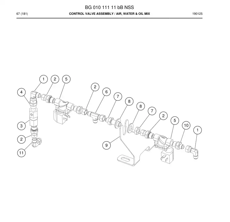 BG01011111b BG 010 111 11b Control Valve Assembly - Sandvik Technical Drawing