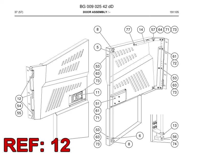 BG01011221a BG 010 112 21a Hinge - Sandvik Technical Drawing