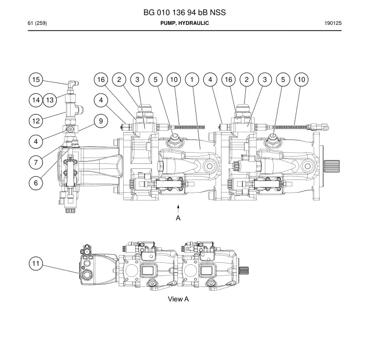 BG01013694c BG 010 136 94c Pump, Hydraulic - Sandvik Technical Drawing