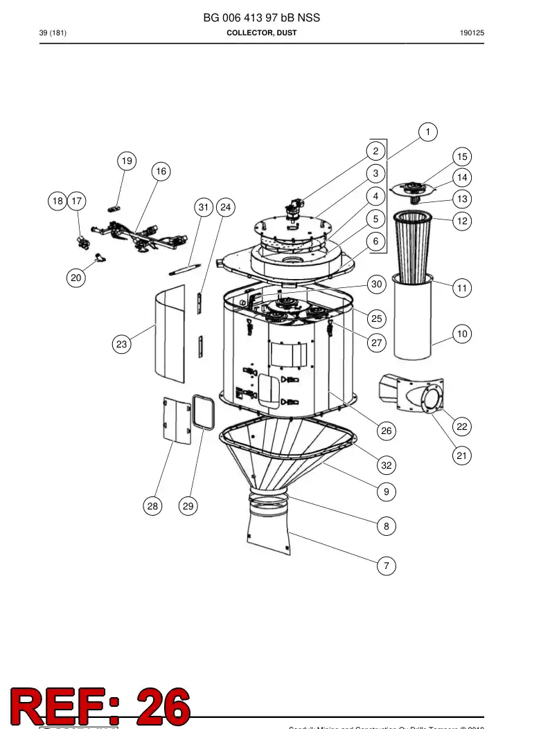 BG01013803a BG 010 138 03a Housing, Filter - Sandvik Technical Drawing