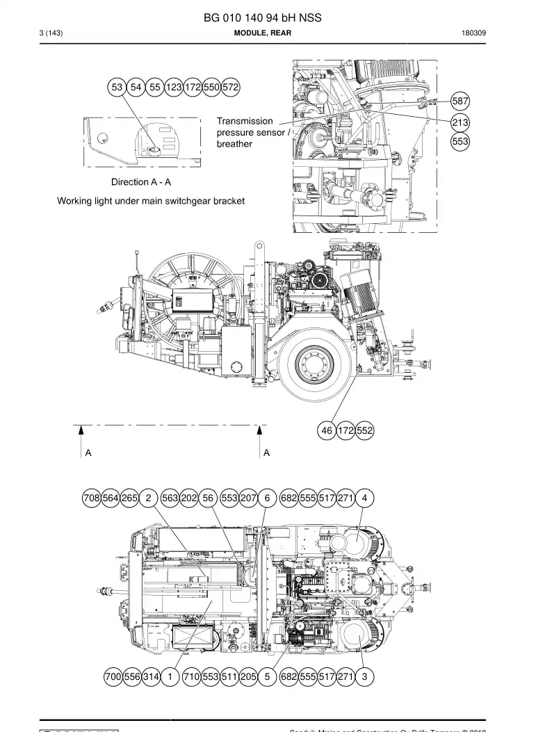 BG01014094b BG 010 140 94b Module, Rear - Sandvik Technical Drawing
