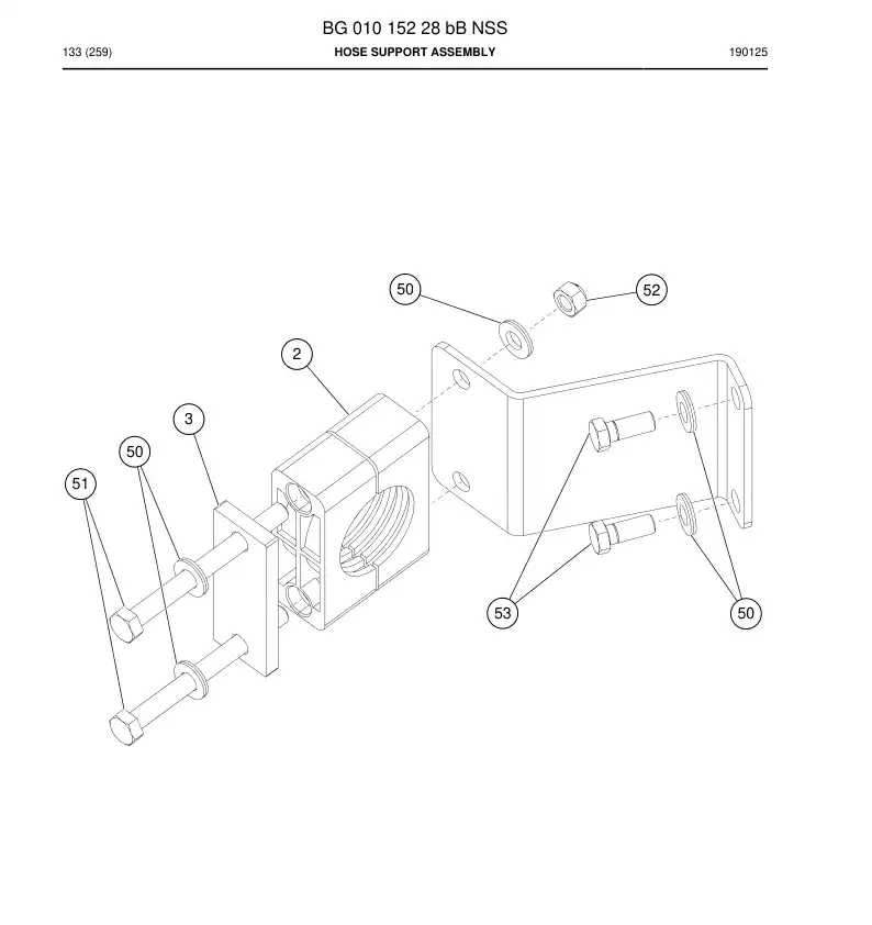 BG01015228b BG 010 152 28b Hose Support Assembly - Sandvik Technical Drawing