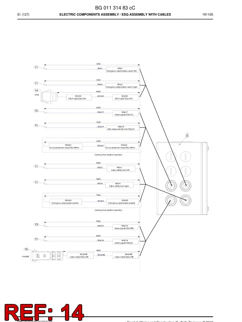 BG01015925a BG 010 159 25a Cable Assembly - Sandvik Technical Drawing