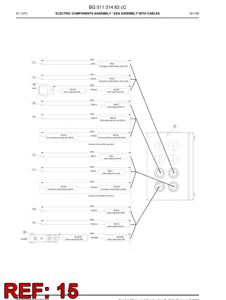 BG01017887c BG 010 178 87c Cable Assembly - Sandvik Technical Drawing