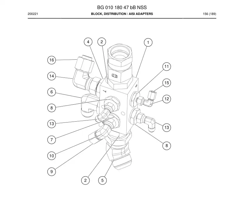 BG01018047b BG 010 180 47b Block, Distribution - Sandvik Technical Drawing