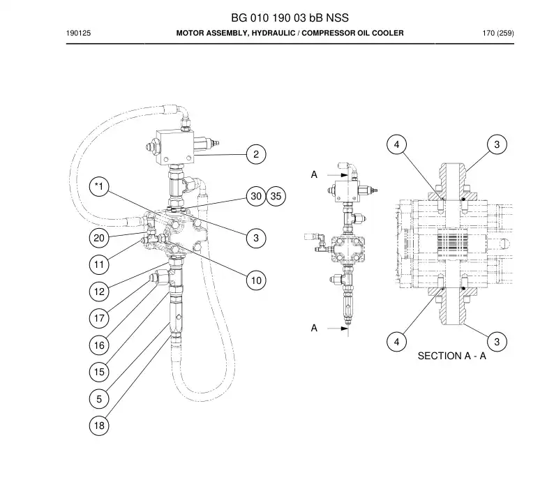 BG01019003b BG 010 190 03b Motor Assembly, Hydraulic - Sandvik Technical Drawing
