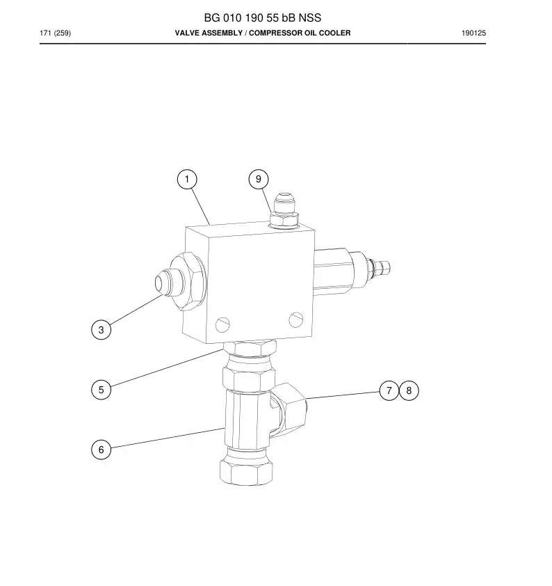 BG01019055b BG 010 190 55b Valve Assembly - Sandvik Technical Drawing