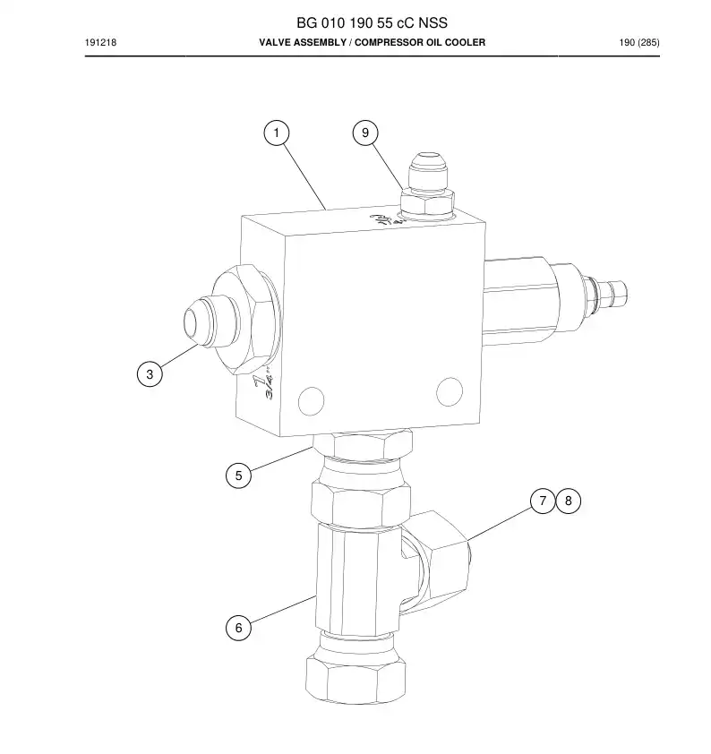 BG01019055c BG 010 190 55c Valve Assembly - Sandvik Technical Drawing
