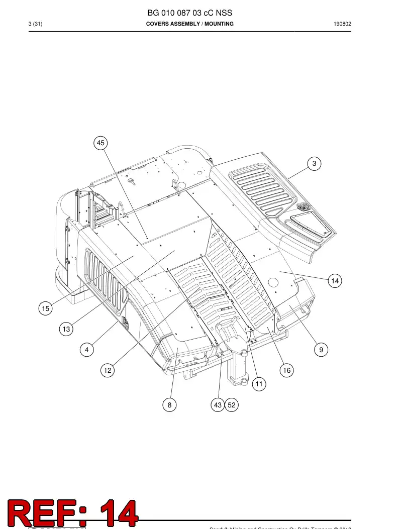BG01019061c BG 010 190 61c Plate, Cover - Sandvik Technical Drawing