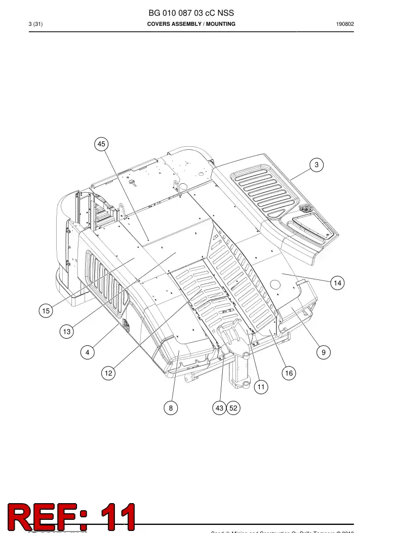 BG01019274a BG 010 192 74a Plate, Cover - Sandvik Technical Drawing