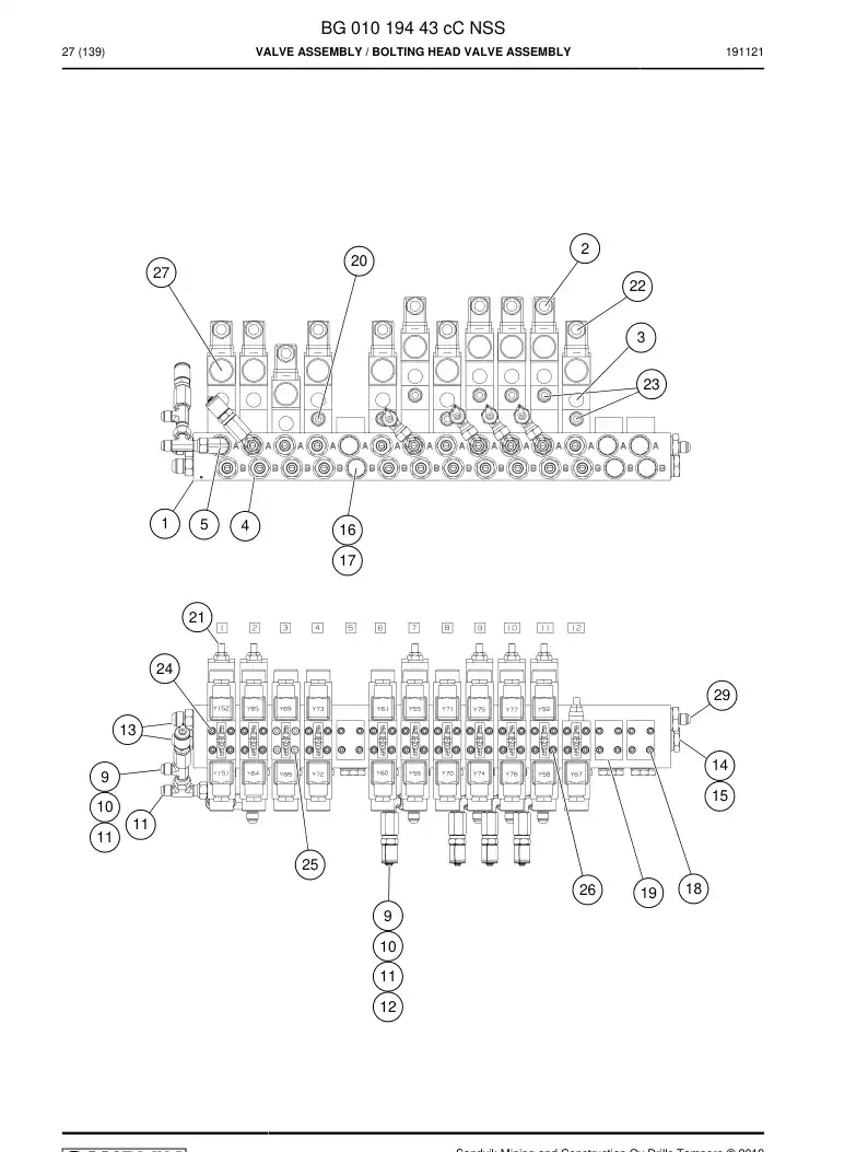 BG01019443c BG 010 194 43c Valve Assembly - Sandvik Technical Drawing