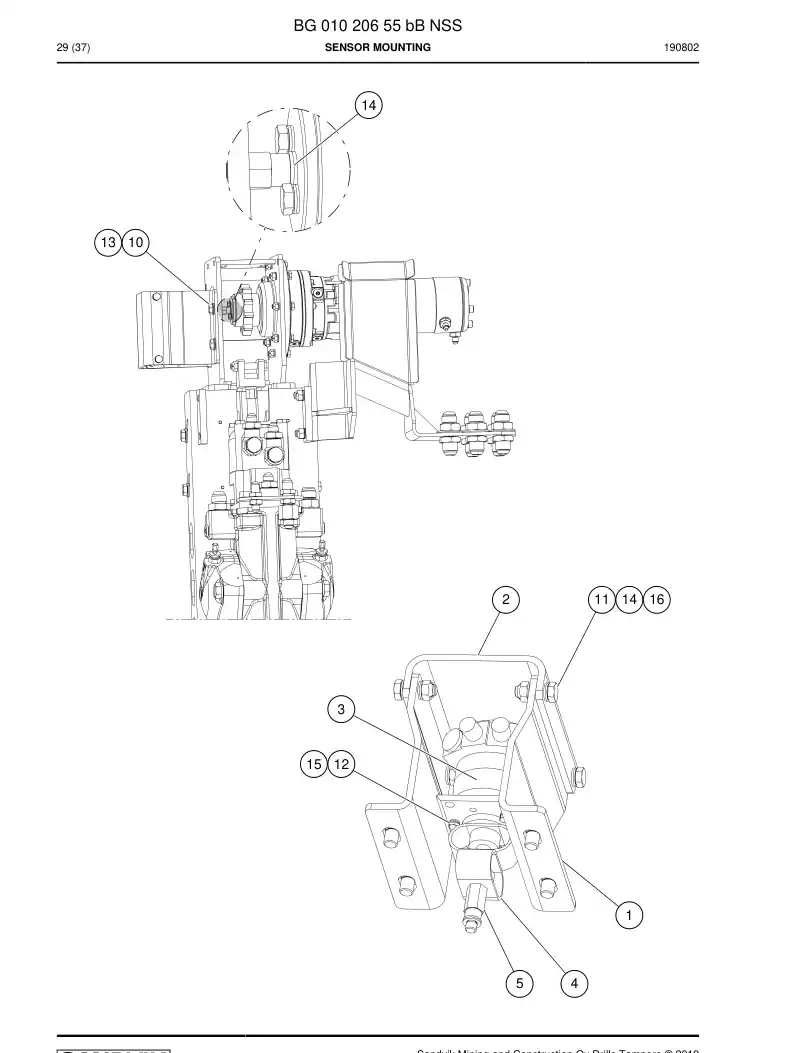 BG01020655b BG 010 206 55b Sensor Mounting - Sandvik Technical Drawing