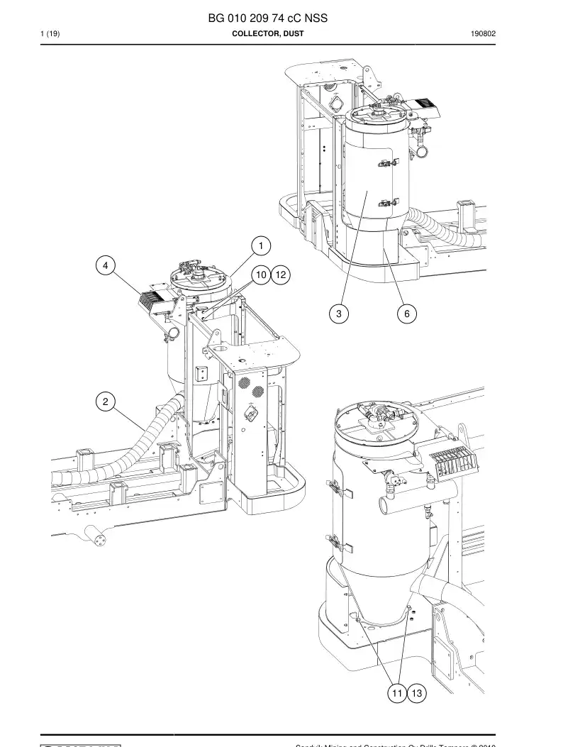 BG01020974c BG 010 209 74c Collector, Dust - Sandvik Technical Drawing