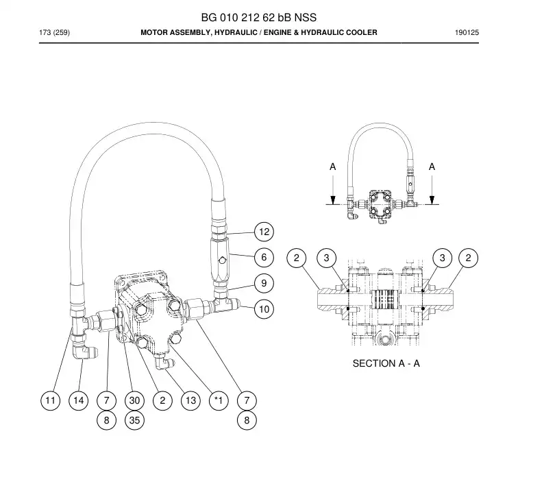 BG01021262b BG 010 212 62b Motor Assembly, Hydraulic - Sandvik Technical Drawing