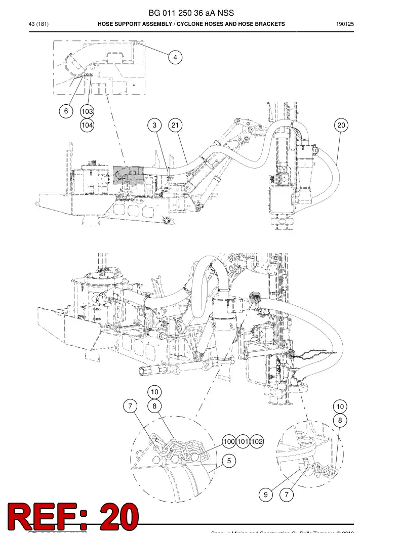 BG01022038a BG 010 220 38a Hose, Suction - Sandvik Technical Drawing