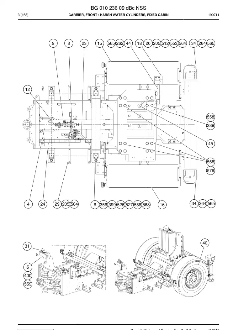 BG01023609d BG 010 236 09d Carrier, Front - Sandvik Technical Drawing