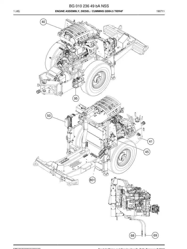 BG01023649b BG 010 236 49b Engine Assembly, Diesel - Sandvik Technical Drawing