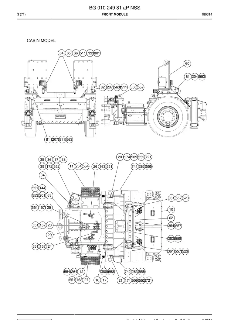BG01024981a BG 010 249 81a Front module - Sandvik Technical Drawing